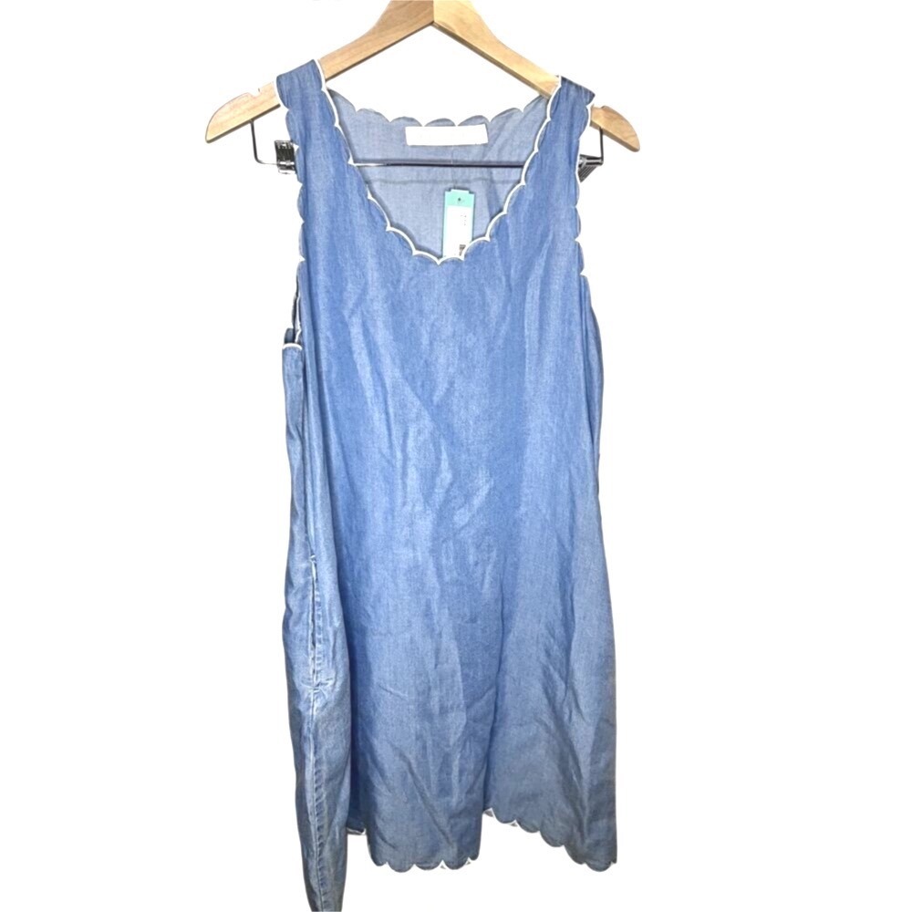 NWT Stitchfix Statement Chambray‎ Scalloped Sleevesless Mini Dress